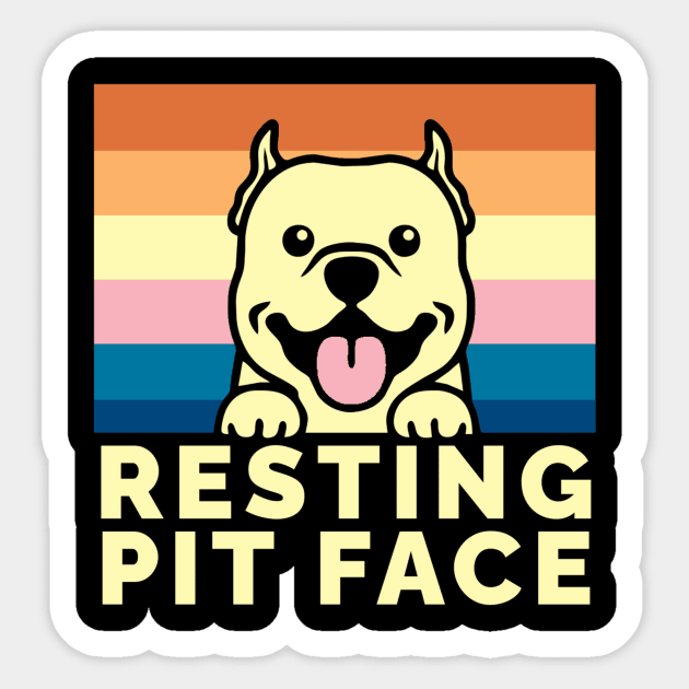 Vintage Pitbull Resting Pit Face - Funny Pitbull Lovers Sticker by tiden.nyska